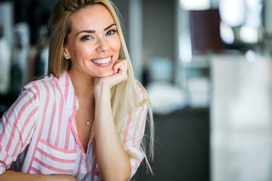 Smiling woman with youthful skin.