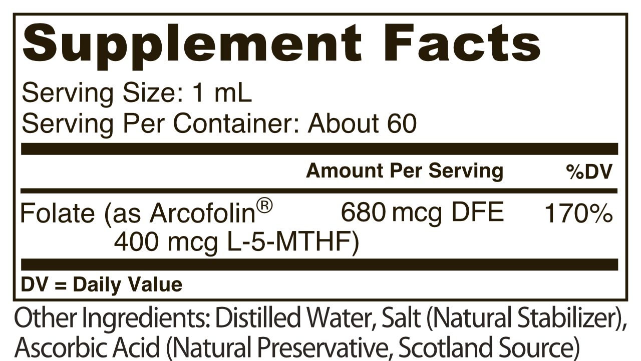SunUp Folate Supplement Facts 680 DFE Folate