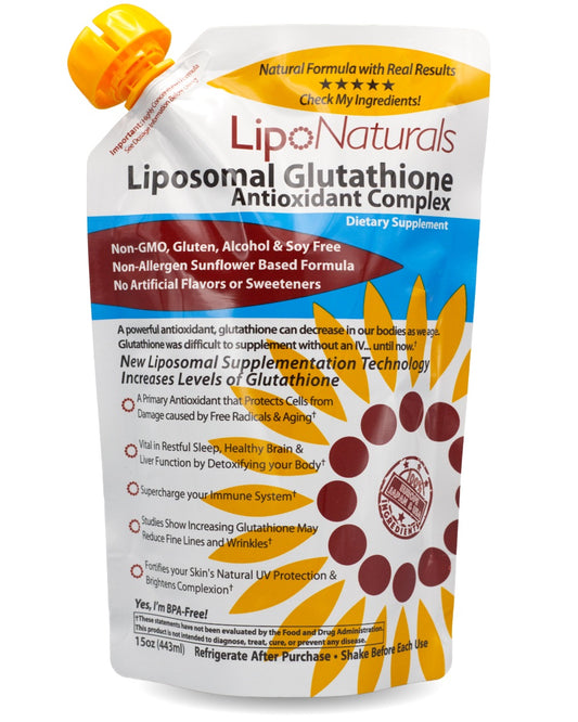 Lipo Naturals Liposomal Glutathione with Vitamin C - Front of Liquid Pouch